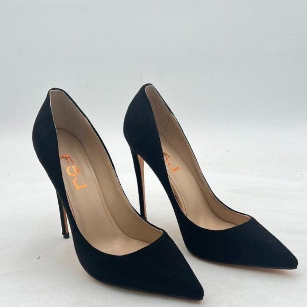 FSJ Women Suede Sexy Pointed Toe Pumps 12 cm High Heels Stilettos Party Prom